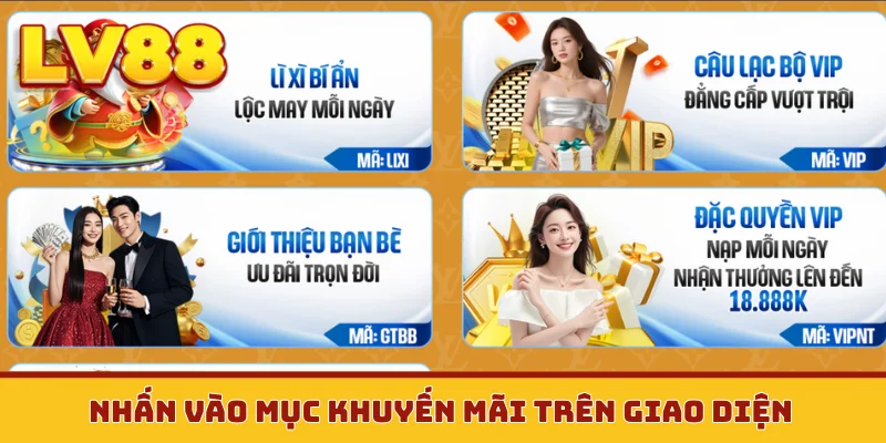 Nhấn vào mục khuyến mãi trên giao diện